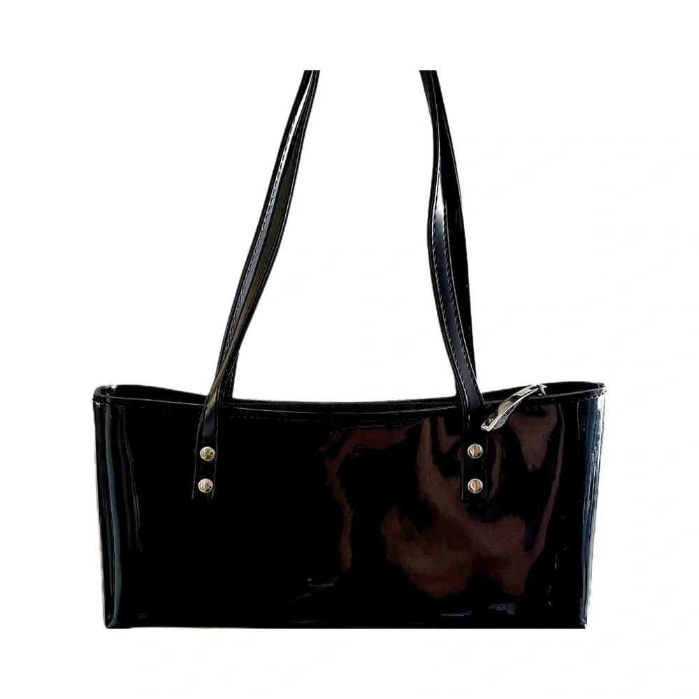Beijo London Paris New York Vintage Y2K Uptown Black Patent Shoulder Bag - Picture 2 of 13